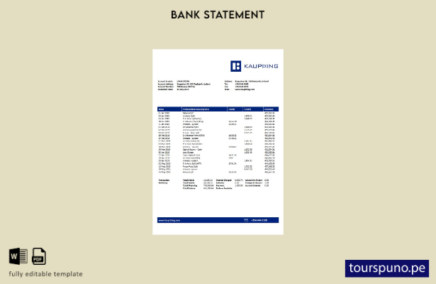 listo para imprimir plantilla de word   extracto bancario de Islandia Kaupthing